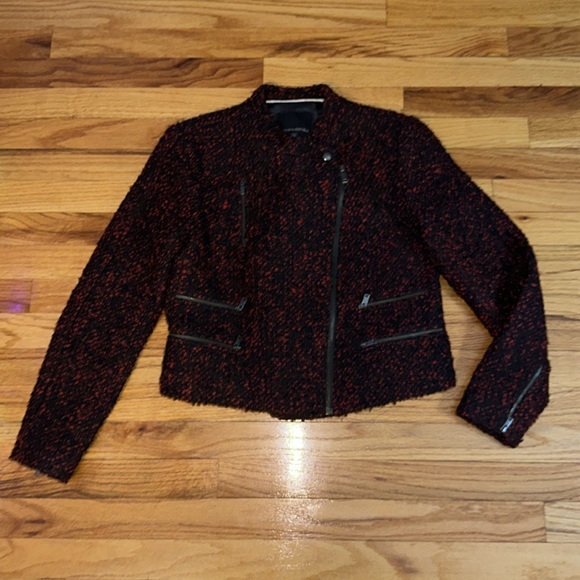 Beautiful Banana Republic Burgundy & Black Tweed Cropped Jacket Sz 10P - Picture 5 of 11